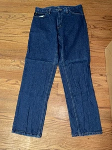 Union Line blaue Jeans 34 x 32 hergestellt in den USA 100 % Baumwolle Arbeit Farm Ranch lässig dunkel - Bild 1 von 14