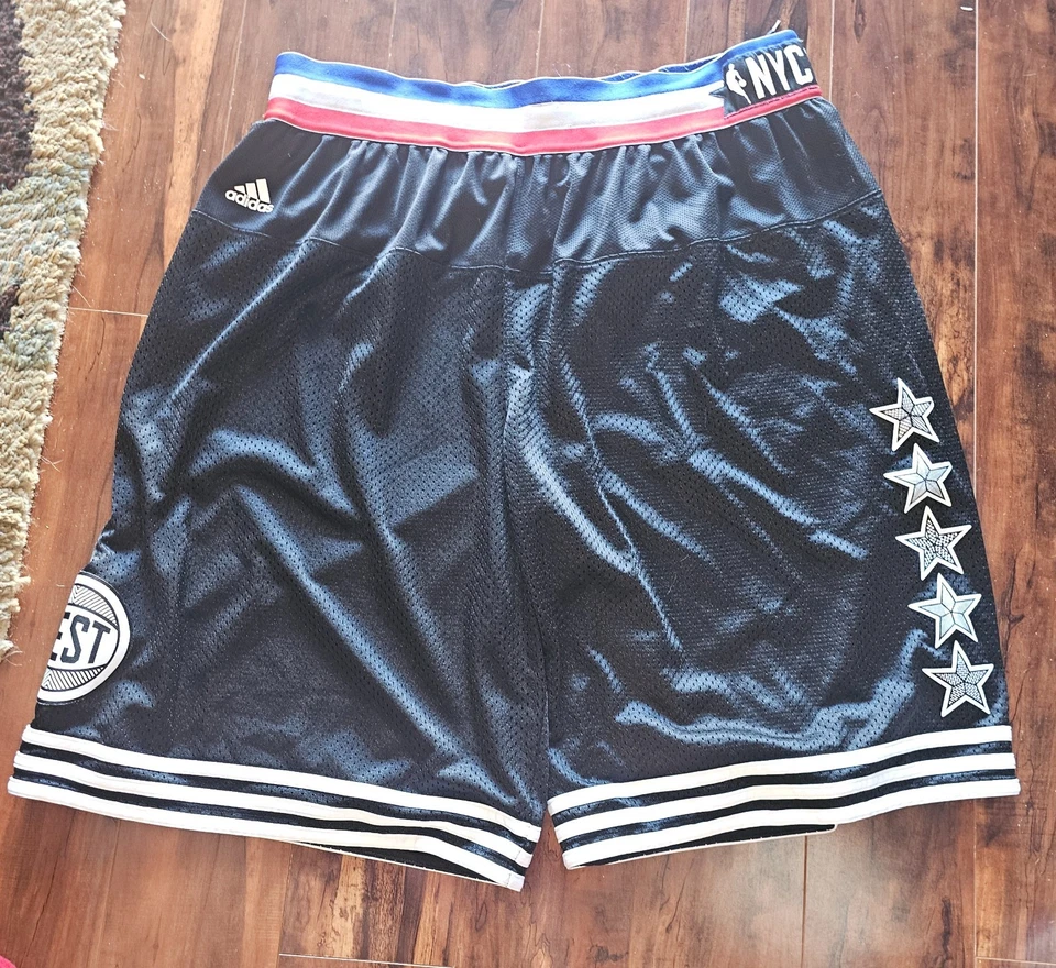 2015 NBA All-Star Game West Brooklyn Black shorts Adidas 2XL red white blue NYC - Image 1 of 4