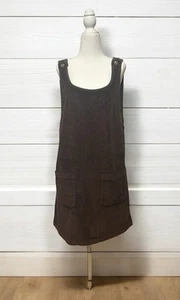 Vintage Corduroy Dress Jumper Women’s Size XL Brown Stripes Pullover Overalls - Picture 1 of 9