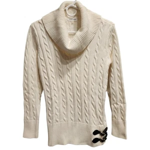 Calvin Klein Damen Rollkragenpullover Pullover mit Zopfmuster Medium elfenbein weiß - Bild 1 von 10