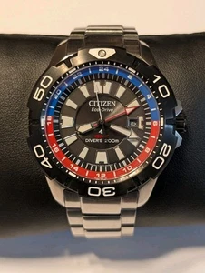 Men’s Citizen ProMaster GMT EcoDrive 200M Divers Watch Pepsi - Picture 1 of 7
