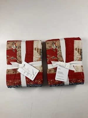 Pottery Barn Emerson King Pillow Shams Reversible Set of 2 36x20 Red Quilted - Image 1 of 2