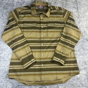 Simms Gallatin Flannel Shirt Mens XL Brown Tan Stripe Pearl Snap Western Fishing - Picture 1 of 9