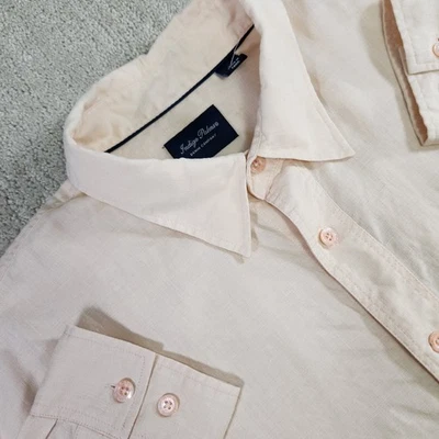 Indigo Palms Shirt Men XL 100% Linen Button Down Beige Wealth Luxury Beach - Image 1 of 4
