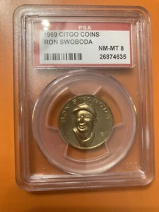 Ron Swoboda 1969 New York Mets PSA 8 NM-MT 8 1969 Citgo Baseball Coin - Picture 1 of 1