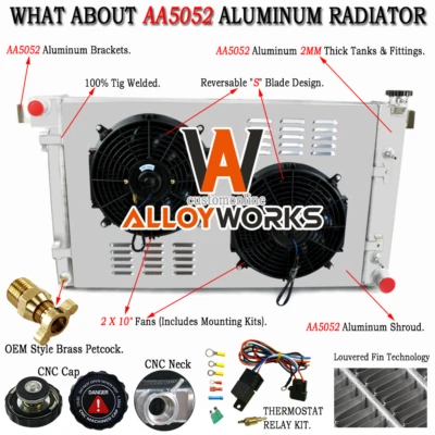 3 Rows Aluminum Radiator+Shroud Fan For 1994-2002 2000 Dodge Ram 1500 2500 3500 Foto 1 de 4