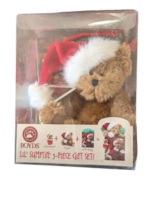 RARO set regalo vintage Boyd's Bear Holiday Lil' Sumptin' ornamento campana orsacchiotto - Foto 1 di 9