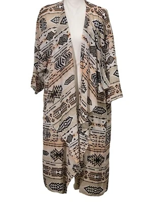 Maxi Kimono Plumero LULAROE Shirley Marrón Azteca Frente Abierto Para Mujer Talla L” Foto 1 de 4