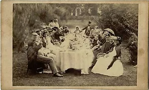 QUEEN VICTORIA OUTDOOR FAMILY PICNIC IN PARK ca 1860's CDV PHOTO BY W. F. TAYLOR - Picture 1 of 2