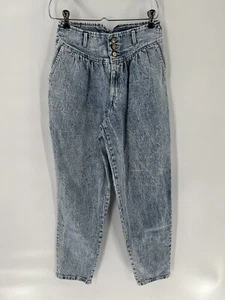 Chic Vintage Jeans Womens 10 Blue Acid Wash High Rise Straight Leg Pockets - Picture 1 of 15