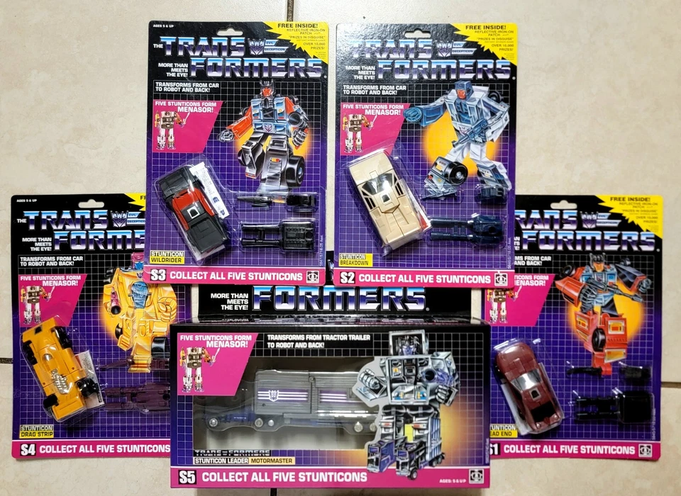 TRANSFORMERS G1 CARDED STUNTICONS US SELLER MOSC RARE SET! MENASOR MOTORMASTER - Image 1 of 4