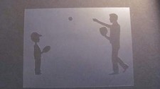 Stencil Father & Son Playing Catch Mylar Airbrush Durable Reusable #26