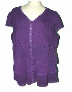 PER UNA size 20 Purple Black Lined RUFFLE Cap Sleeve BLOUSE TOP UK plus - Picture 1 of 8
