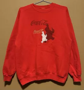 Vintage 90s Coca Cola Embroidered Crewneck Pullover Sweatshirt Red - Mens Size L - Picture 1 of 3
