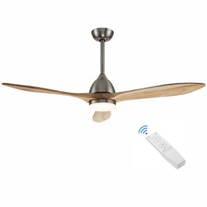 50" Dimmable LED Nickel Wood Ceiling Fan Light,Remote Control,Color Changing - Picture 1 of 10