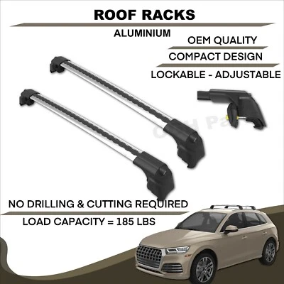 BARRA PORTAEQUIPAJES DE TECHO DE ALUMINIO BARRAS TRANSVERSALES PARA AUDI Q3 MODELOS 2013-2018 Foto 1 de 4