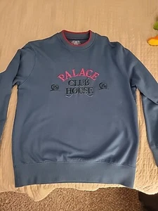 Palace Skateboards Clubhouse Crewneck Sweater Wine Mens Medium Blue - Picture 1 of 7