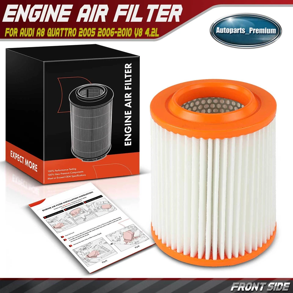 Engine Air Filter for Audi A8 Quattro 2005 2006 2007-2010 V8 4.2L Radial Seal - Image 1 of 4