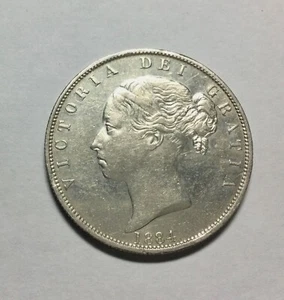 1884 Great Britain Victoria 1/2 Crown Silver Better High Grade some lustre - Picture 1 of 2