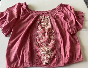 Camisa de algodón campesino rosa Maurice L nueva con etiquetas - Imagen 1 de 6