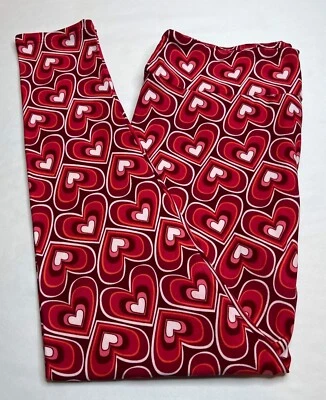 NUEVO Leggings LuLaRoe TC ROJO BORGOÑA BLANCO MELOCOTÓN Corazón Amor SAN VALENTÍN Línea Retro Foto 1 de 4