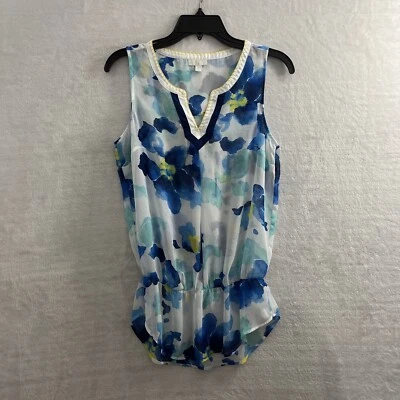 Charming Charlie Womans Blouse Top Multicolor Small Geometric Sheer Sleeveless - Image 1 of 4