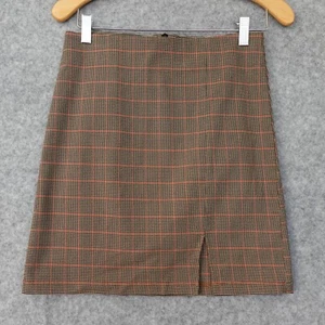 Windowpane Houndstooth Slit Skirt Medium Beige Mini Stretch Y2K Academia HAVE - Picture 1 of 10