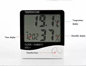 Higrómetro digital de temperatura LCD higrómetro reloj alarma estación meteorológica - Imagen 1 de 7