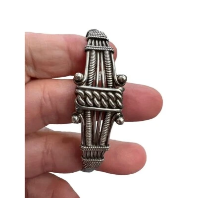 Brazalete Boho hecho a mano de plata de ley India 925 Foto 1 de 4