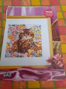Cross Stitch Chart Fluffy Kitten Dmc Design Pages Taken From Magazine - Picture 1 of 5
