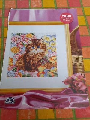 Cross Stitch Chart Fluffy Kitten Dmc Design Pages Taken From Magazine - Image 1 of 4