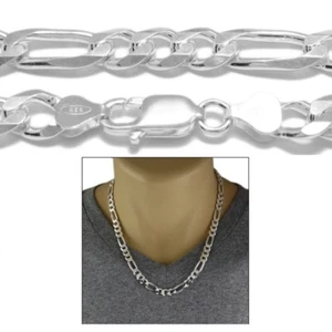 925 Sterling Silver Solid & Heavy Figaro Link Chain Necklace 8mm (220 Gauge) - Picture 1 of 3