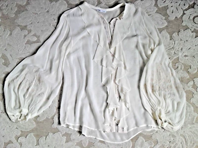 NEU tolle Bluse  von ZARA mit Rüschen, Spitze, bestickt Gr. MS 36 38  Creme Weiß - Bild 1 von 4