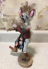 Navajo Carved 10 3/4" Wolf Dancer Kachina Doll - Signed Dancing