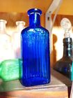 4 Oz Cobalt Blue Poison Bottle, Ghost Bruise And Crack On The Back Of The Neck