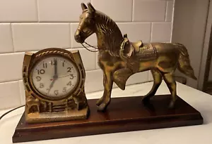 Reloj Eléctrico Vintage Sessions Todo Bronce Caballo Vaquero Estilo Occidental FUNCIONA - Imagen 1 de 24