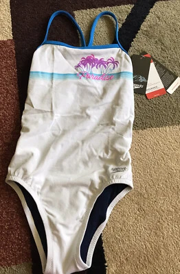Speedo Juniors Swimsuit One Piece Endurance-Racing Size 24, White”Paradise” NWT - Image 1 of 4