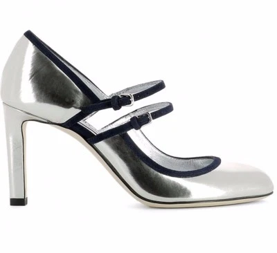 Scarpe Jimmy Choo original shoes pumps donna ladies size 38 silver navy leather - Imagen 1 de 4