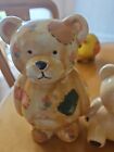 2 Piggy Banks 7" And 5" Bear Shaped Yellow And Brown