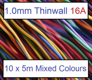 50m Automotive Cable Kit 1mm 16 Amp Car Boat Loom Auto Wire 50 Metres 10 X 5m - Picture 1 of 8