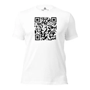 Rick Roll QR Code Graphic T-Shirt - Premium Hats and Shirts For Men And Women - Picture 1 of 13