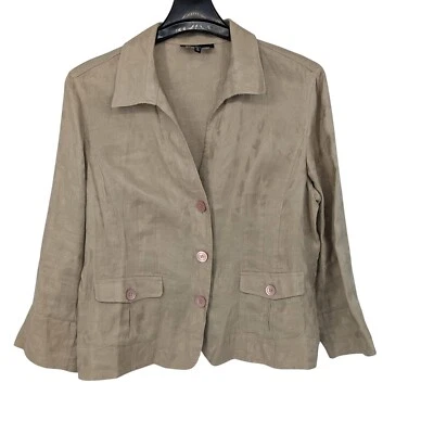 Blazer vintage Jones NY para mujer talla 16 100 % lino tres botones abstracto costero Foto 1 de 4