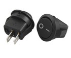 MINI INTERRUTTORE ROTONDO 15mm 2 CONTATTI NERO 250V 3A ON/OFF SWITCH 2PIN G113