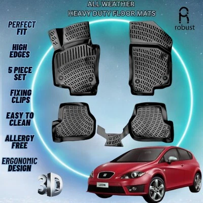 Alfombrillas de coche personalizadas para Seat Leon 2005-2012 TPE goma para todo tipo de clima forros 3D Foto 1 de 4
