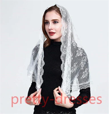 Capilla Negra Iglesia Velo Encaje Católico Mantilla Infinito Mantilla Católico Velo Foto 1 de 4