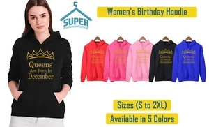 Tiara GOLD - Queens Are Born In DECEMBER HOODIE Sweatshirt Best Birthday - Bild 1 von 7