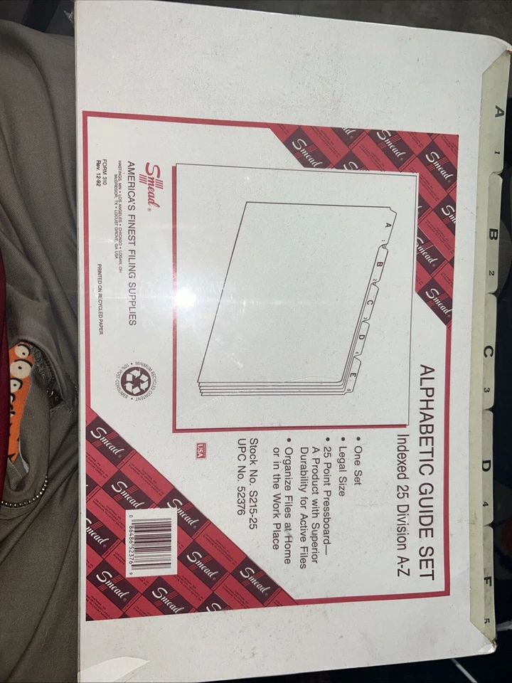 Vintage BNIP Smead A-Z Alphabetic Guide Set - Pressboard, Legal Size - Unopened - Image 1 of 1