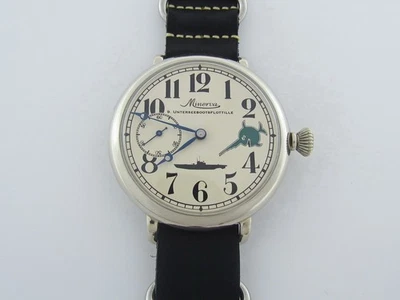 Minerva Laughing Sawfish 9th U-boat Flotilla WWII Vintage 1939-1945 Swiss Watch - Image 1 of 4