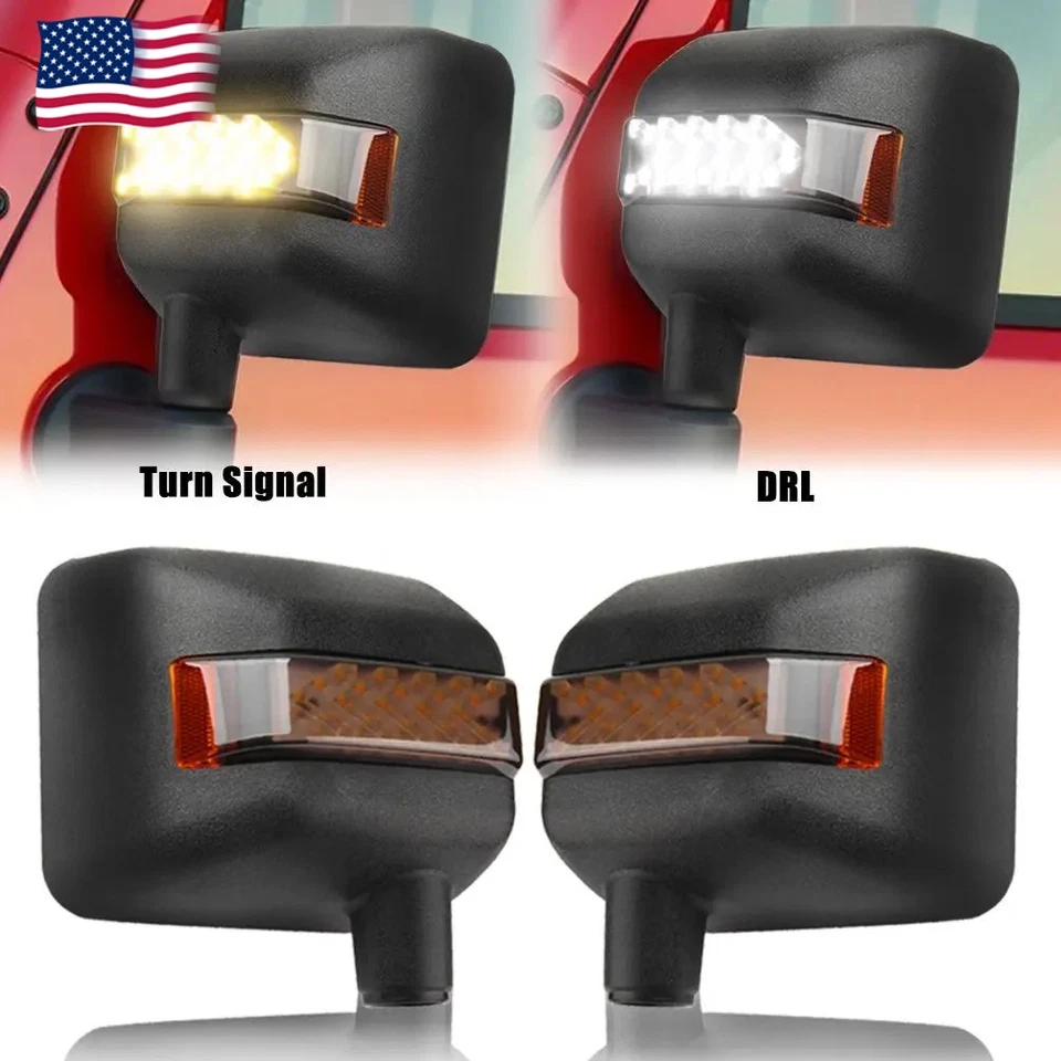 Luz LED de espejo retrovisor lateral para Jeep Wrangler JK JKU 2007-18 con secuencial Foto 1 de 4