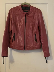 Bod & Christensen rote Valeria Lederjacke Grube zu Grube 21"x25" XL EUC - Bild 1 von 9
